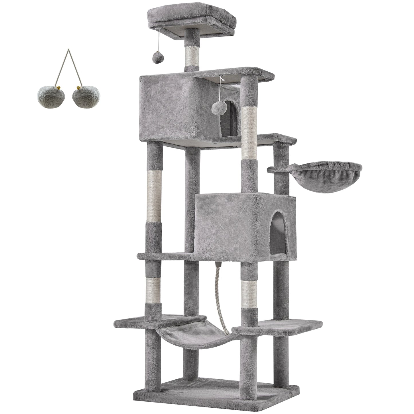 Cat Tree Tower 66 Inch Large Multi Level Cat Climbing Tower with Condo Natural Sisal Scratching Posts Pet House for Indoor