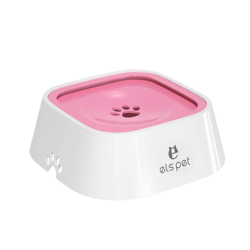 Plastic Dog Drinking Water Bowl with Floating Design Non-Wetting Mouth Cat Water Dispenser Anti-Overflow Pet Feeder 1L Capacity